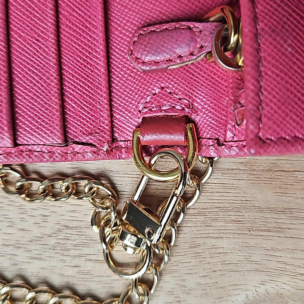 Prada Pink Leather Crossbody Bag Purse Chain Strap - Picture 13 of 17